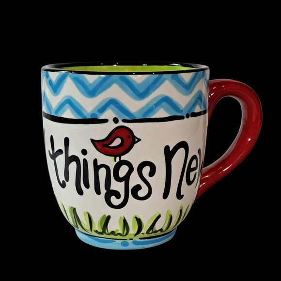 Laura Kirkland For Glory Haus Coffee Mug "He Makes All Things New" Colorful Bird - Picture 3 of 7